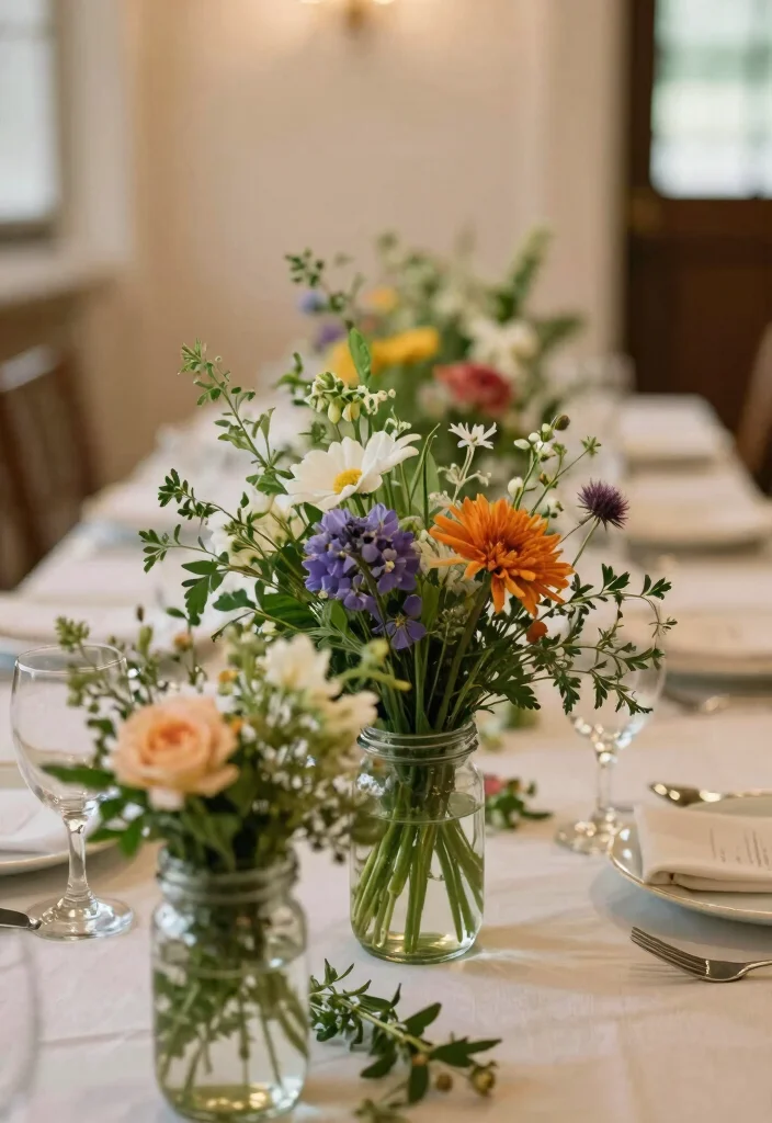 18 Wedding Flower Arrangements Table Ideas With Lush Blooms - 16. Mixed Flower and Herb Arrangements 1