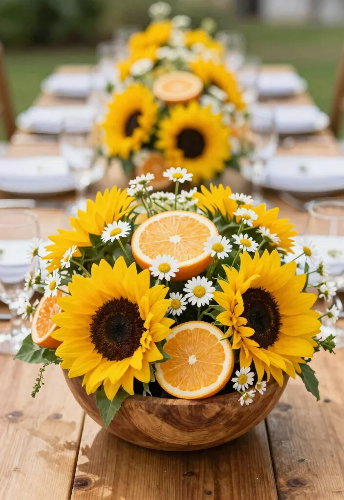 18 Wedding Flower Arrangements Table Ideas With Lush Blooms - 6. Fruit-Infused Florals 1