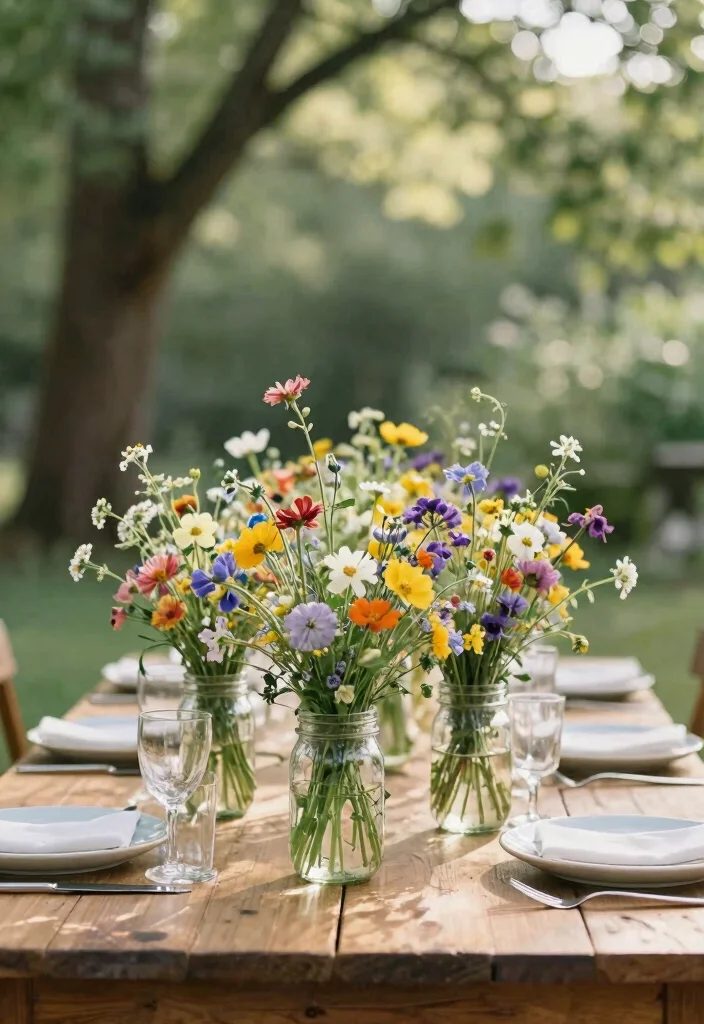18 Wedding Flower Arrangements Table Ideas With Lush Blooms - 9. Seasonal Wildflower Arrangements 1