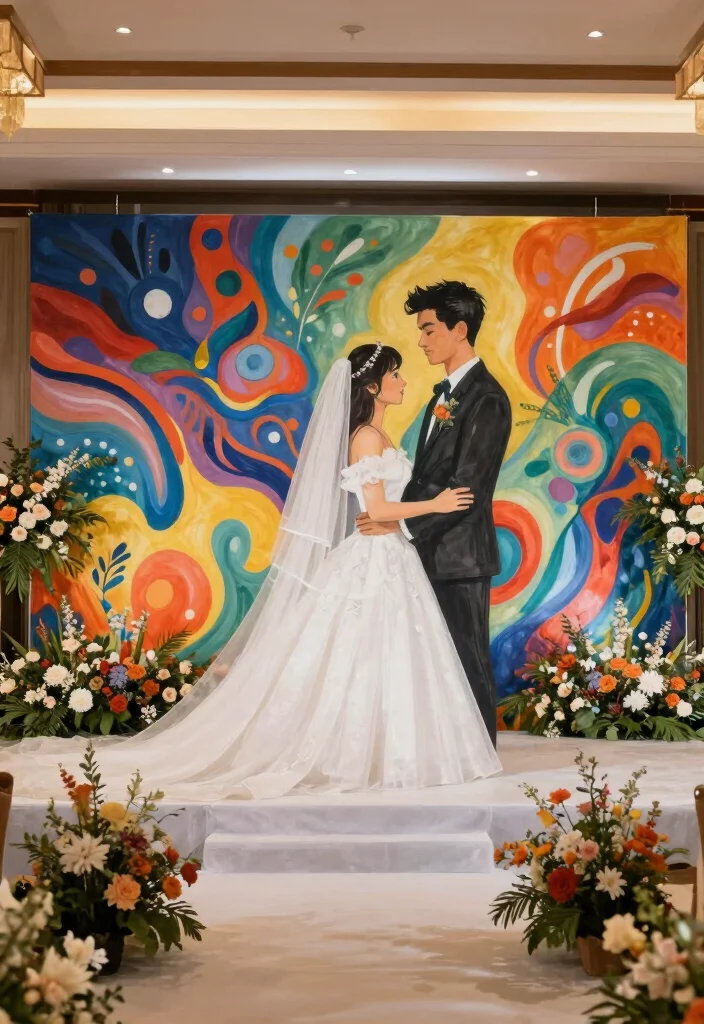 18 Wedding Stage Backdrop 2026 Trending Ideas That Look Grand & Glamorous - 18. Artistic Murals 1