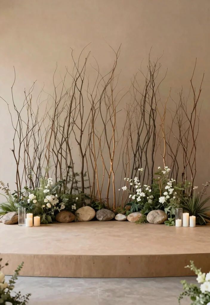 18 Wedding Stage Backdrop 2026 Trending Ideas That Look Grand & Glamorous - 8. Earthy Minimalism 1
